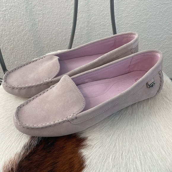 UGG Flores Suede Leather Flat Loafer in Feather - Picture 3 of 9